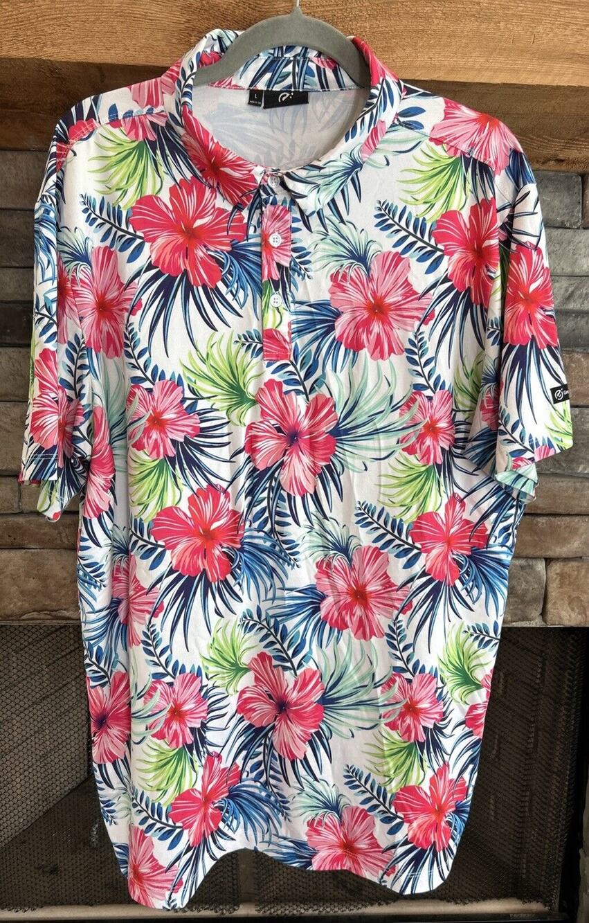 Men’s GREENSIDE Golf Floral Short Sleeve Polo Shirt Size L *C1